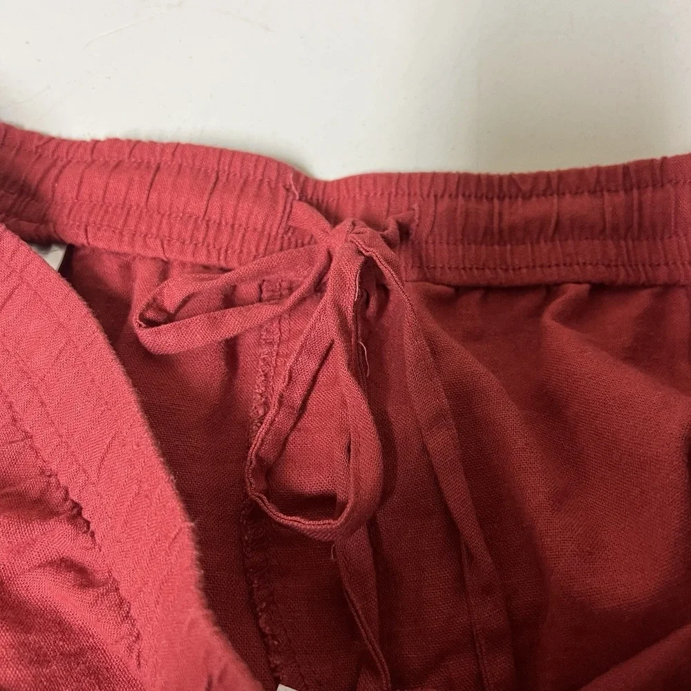 Old Navy Shorts Womens Large Red Linen Blend Pull On Hi Rise Beach Resort Casual